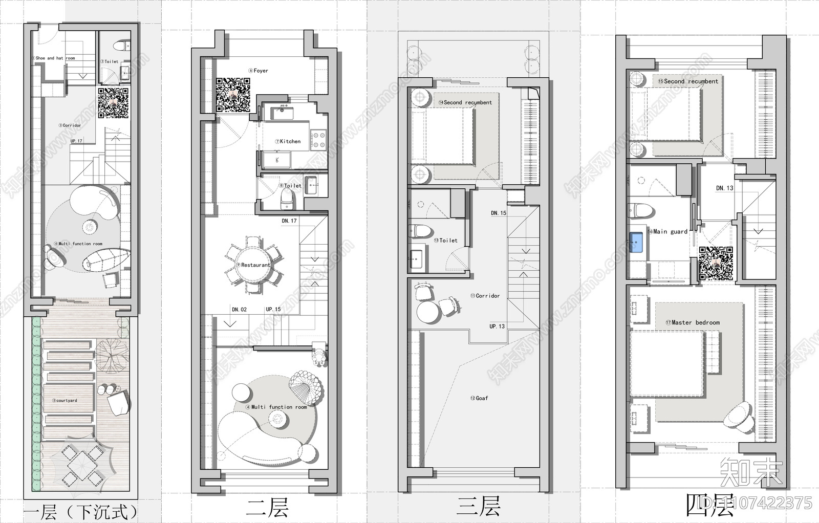 300㎡2独栋别墅户型平面方案施工图下载【ID:1107422375】