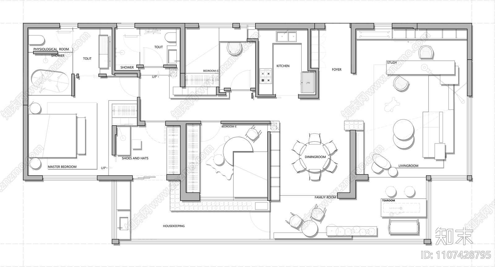 170㎡平层施工图cad施工图下载【ID:1107428795】