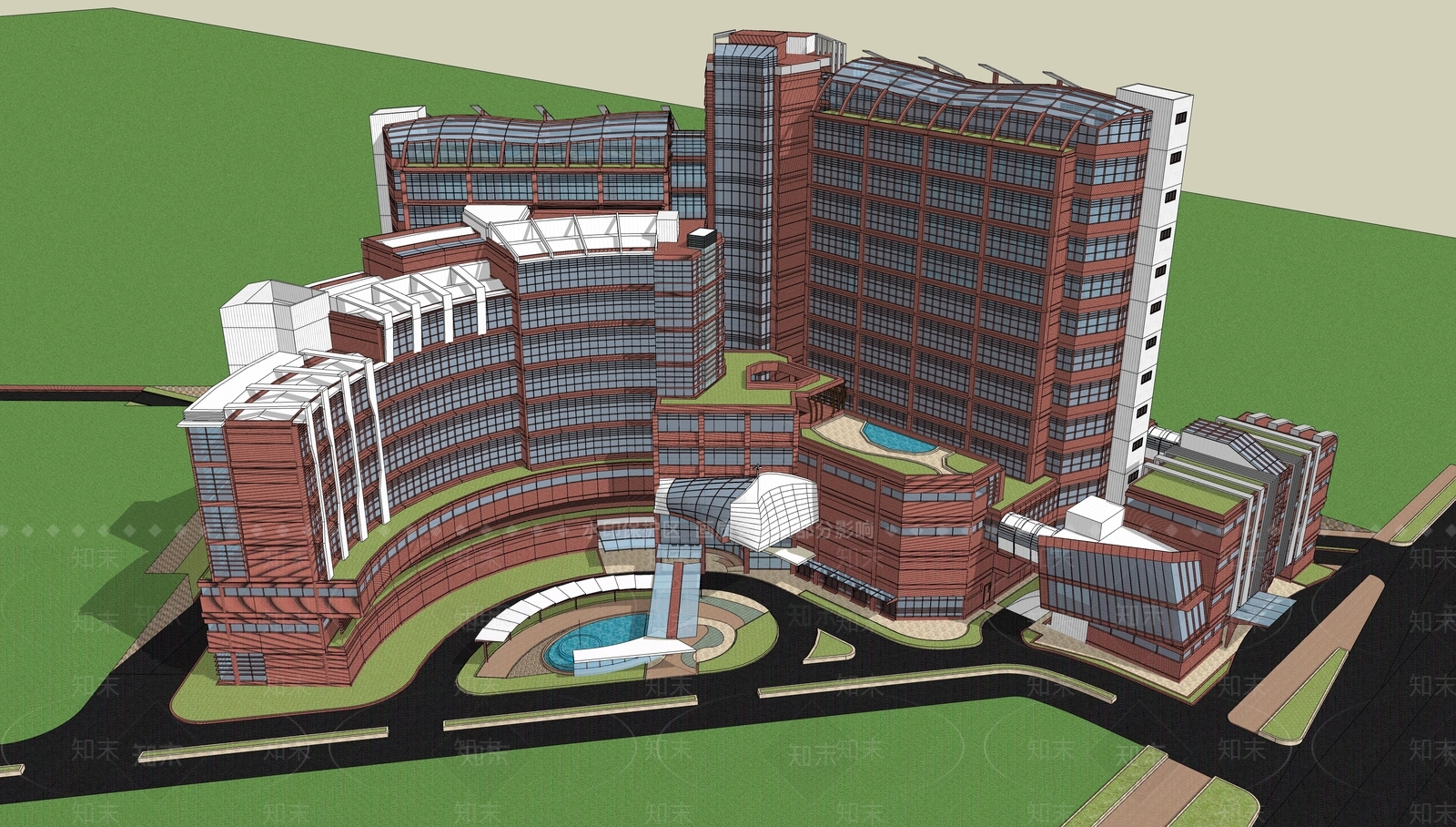 现代医疗建筑SU模型下载【ID:1107432107】