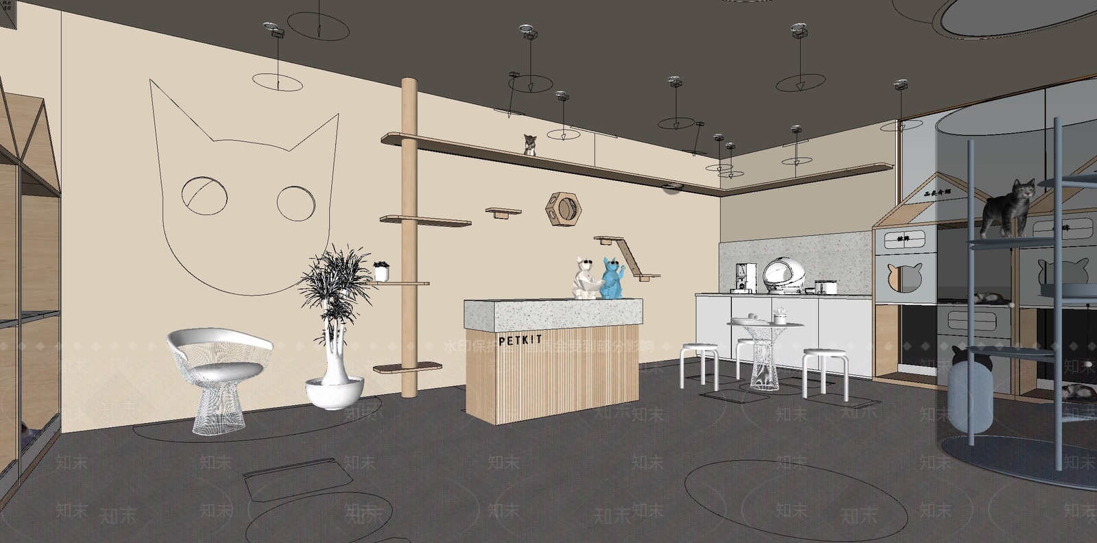 现代宠物店SU模型下载【ID:1107443530】