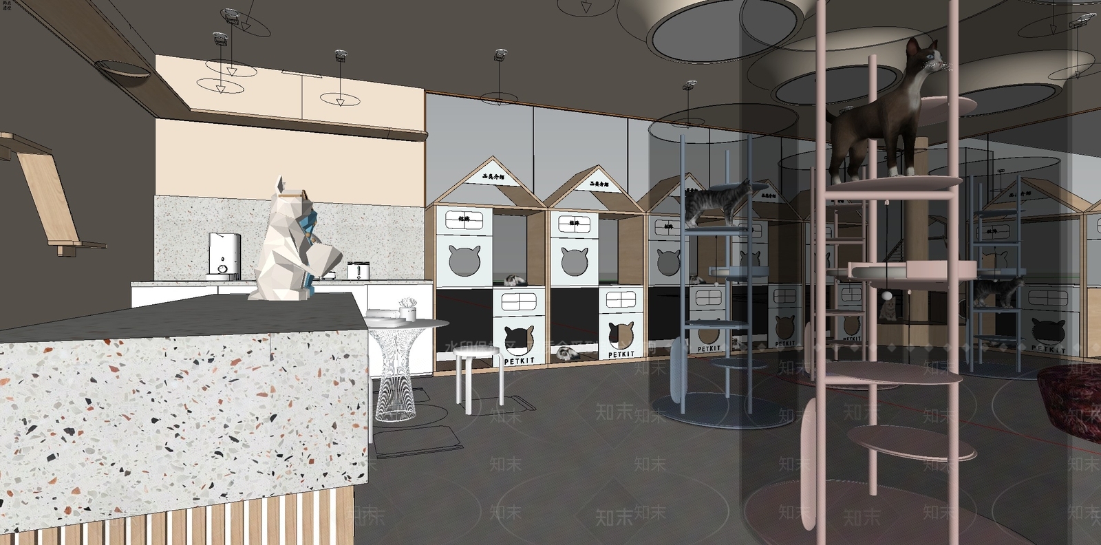 现代宠物店SU模型下载【ID:1107443530】