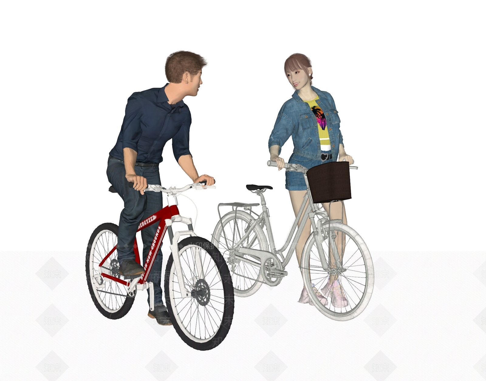 现代骑自行车人物SU模型下载【ID:1107445643】