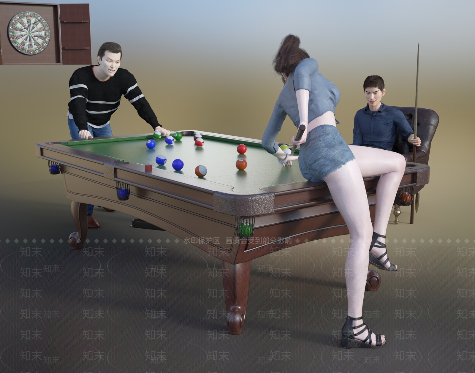 现代打桌球人物3D模型下载【ID:1107447260】