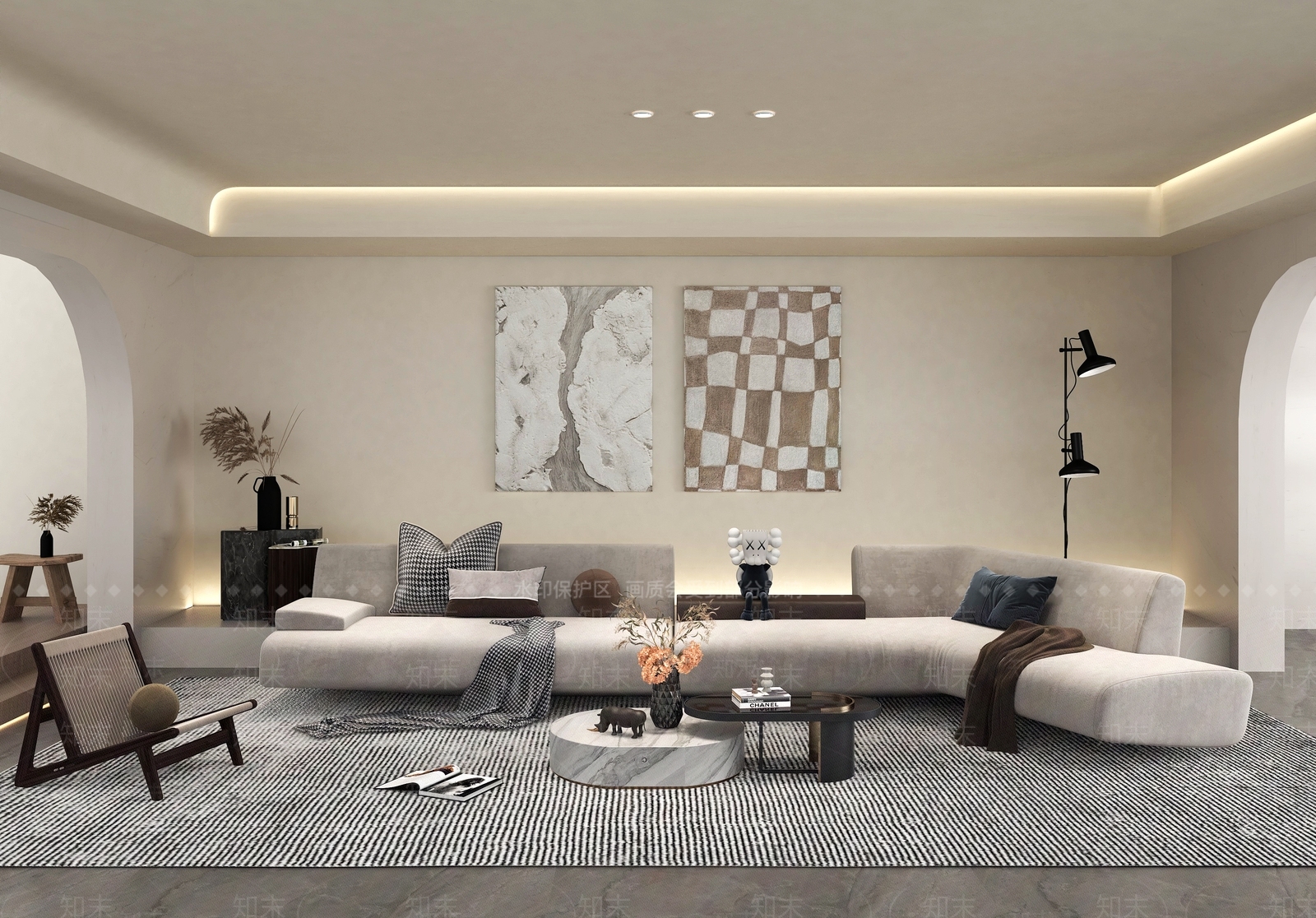 侘寂家居客厅3D模型下载【ID:1107454078】_知末3d模型网