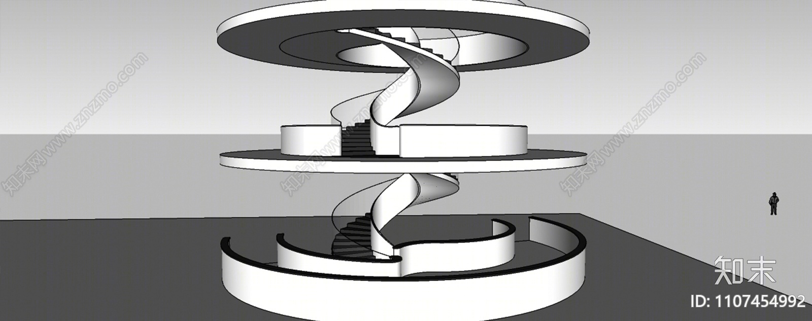 现代旋转楼梯间SU模型下载【ID:1107454992】