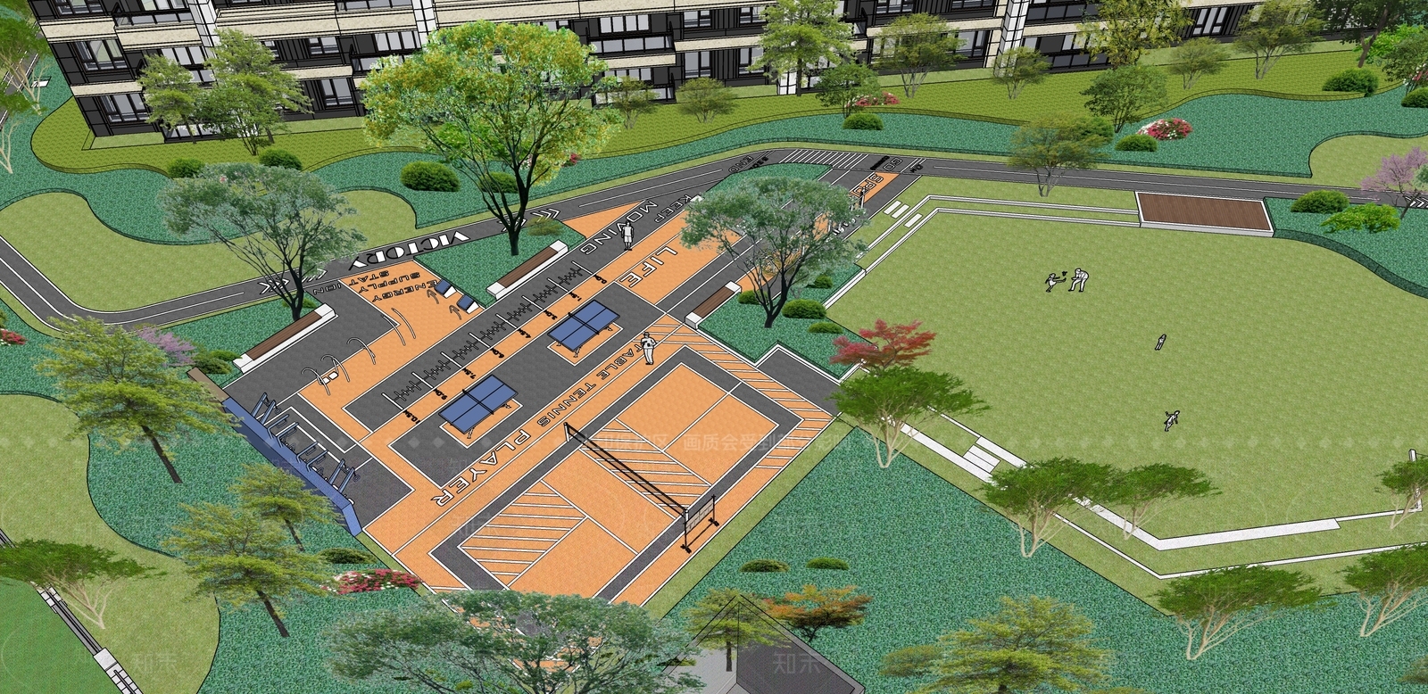 现代居住区登高面设计SU模型下载【ID:1107456099】