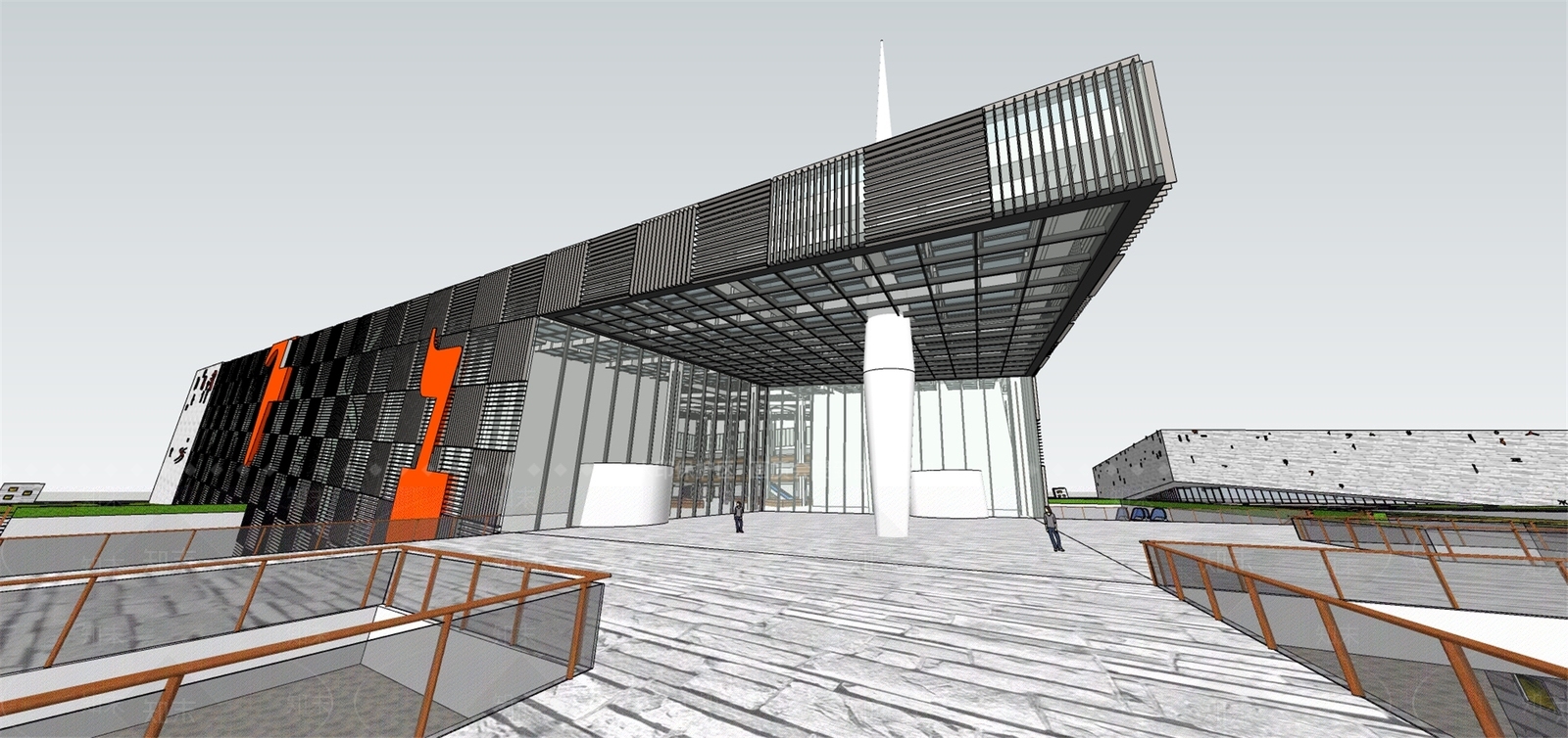 现代图书馆建筑SU模型下载【ID:1107458208】