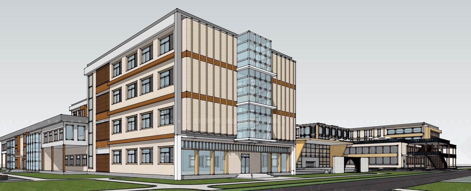 现代老年人文化活动中心SU模型下载【ID:1107460063】