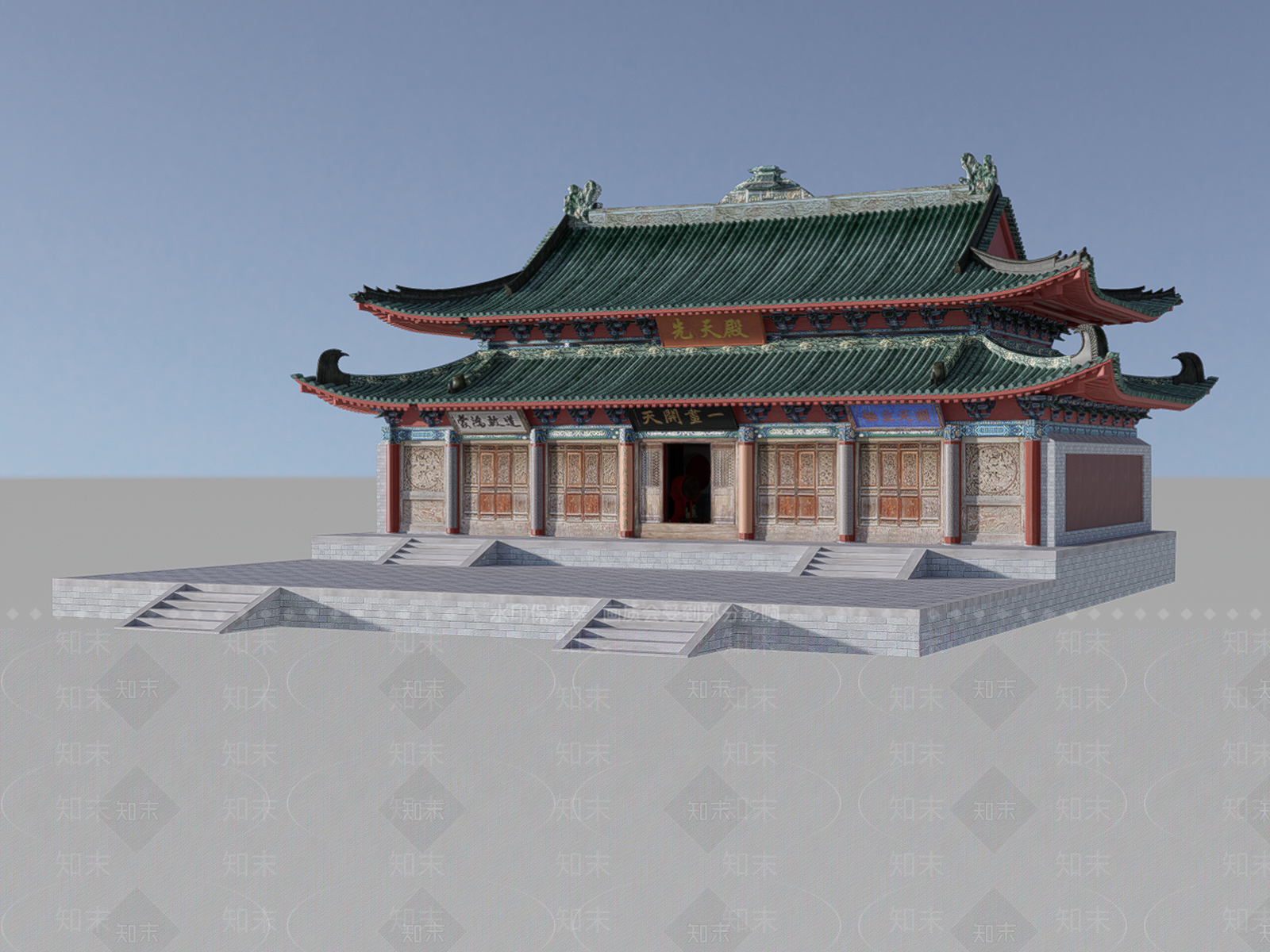 中式寺庙建筑SU模型下载【ID:1107464035】