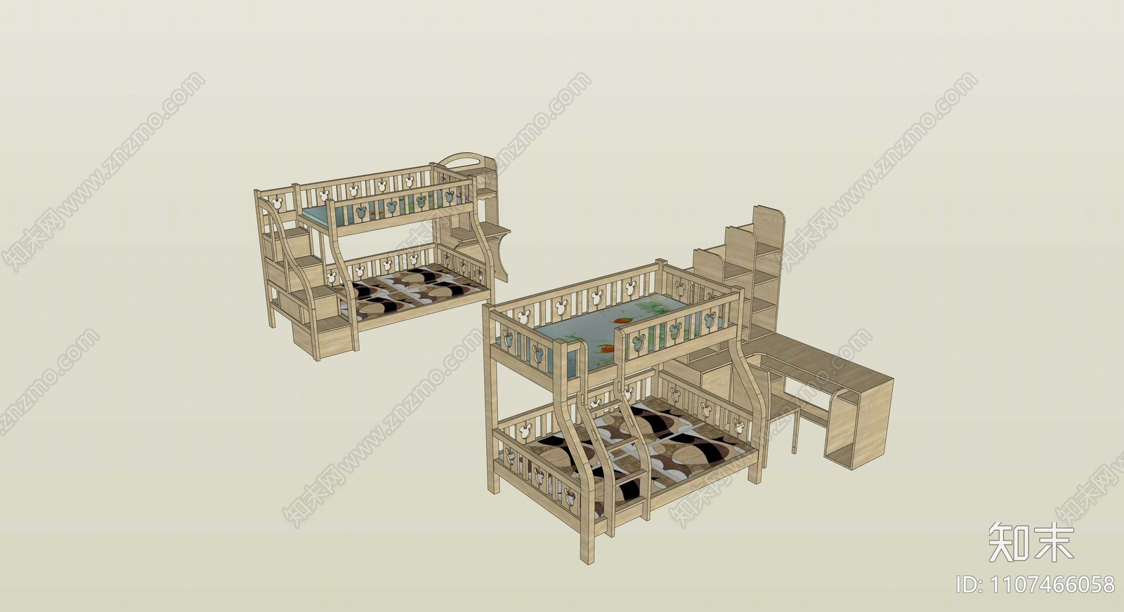 现代双层床SU模型下载【ID:1107466058】