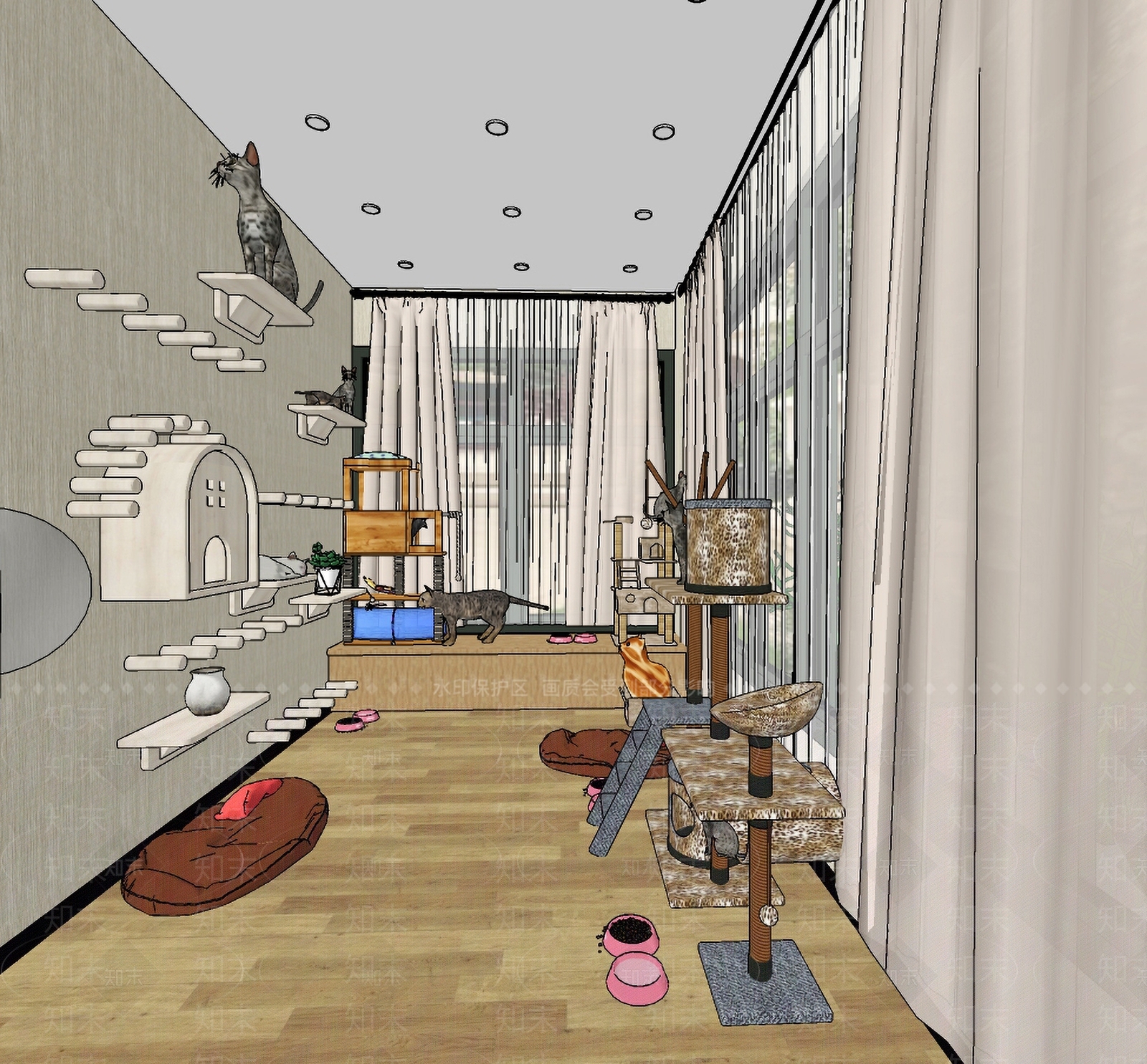 现代宠物猫店SU模型下载【ID:1107467447】