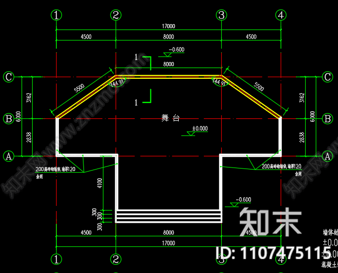 舞台建筑图建筑图设计低版本施工图下载【ID:1107475115】