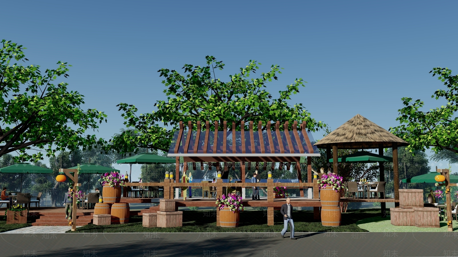 现代公园景观SU模型下载【ID:1107475471】