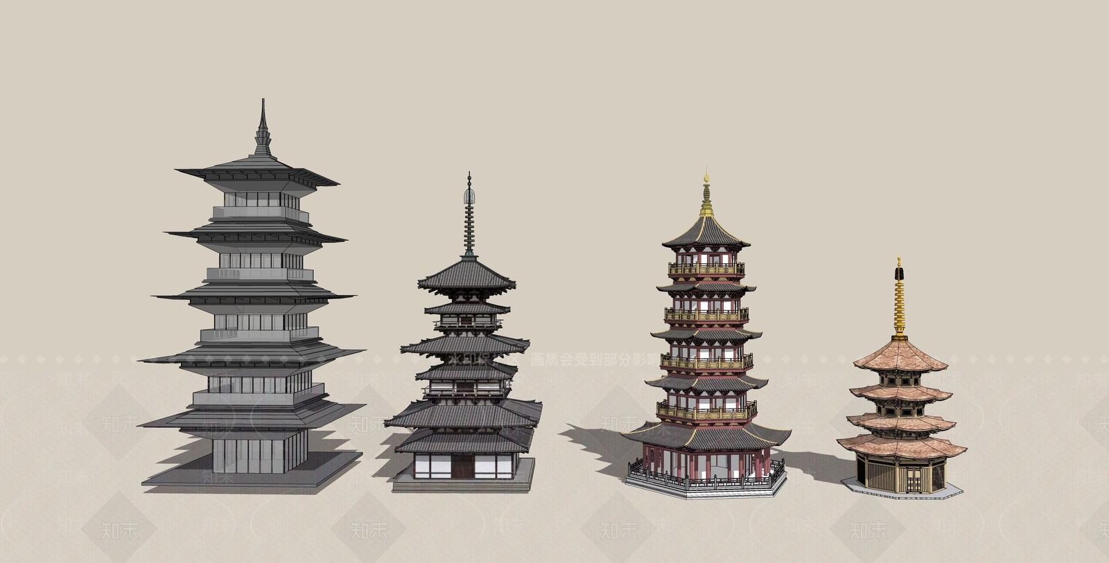 中式塔楼SU模型下载【ID:1107478742】