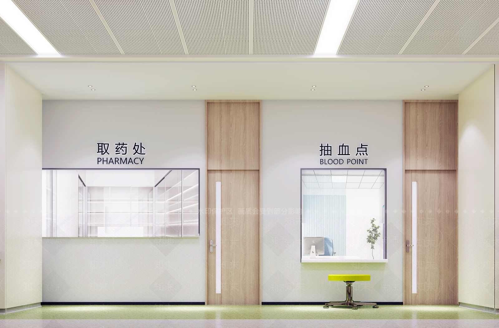 现代医院走廊3D模型下载【ID:1107480348】