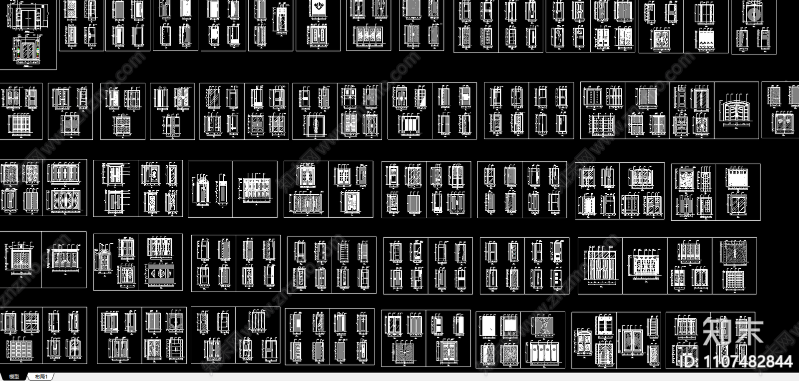 室内装饰房门式样施工图下载【ID:1107482844】