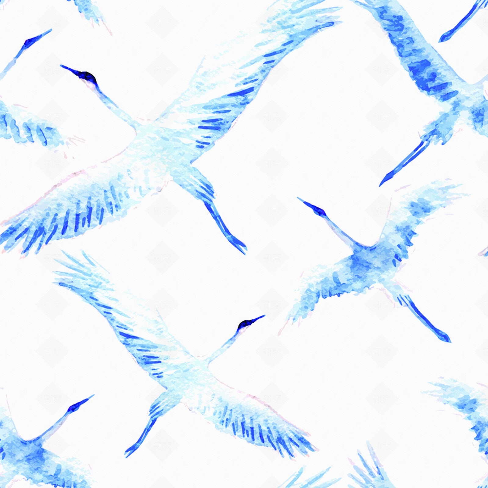 无缝新中式水彩动物图案壁纸贴图下载【ID:1107485749】