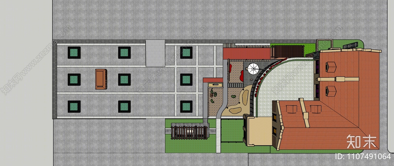 现代民宿建筑SU模型下载【ID:1107491064】