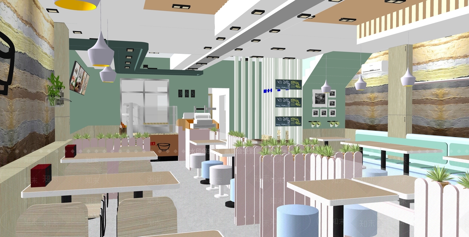 现代西餐厅SU模型下载【ID:1107492598】