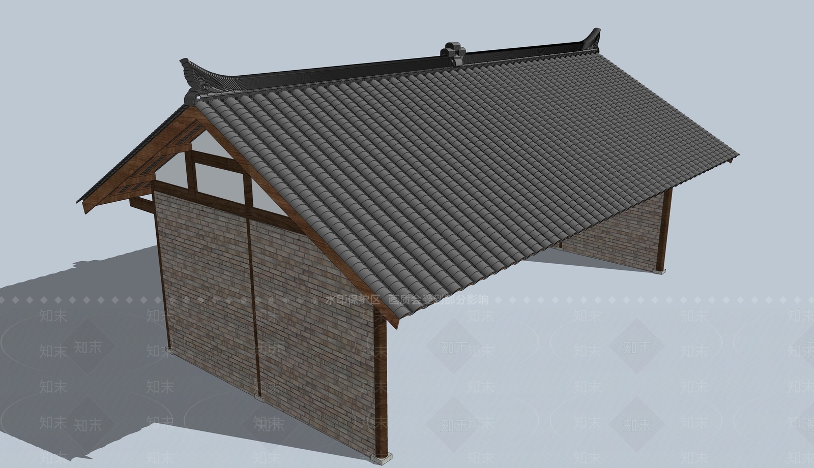 新中式造型瓦片SU模型下载【ID:1107494474】