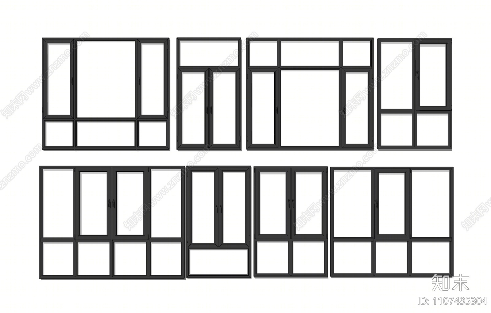 现代铝合金窗户SU模型下载【ID:1107495304】