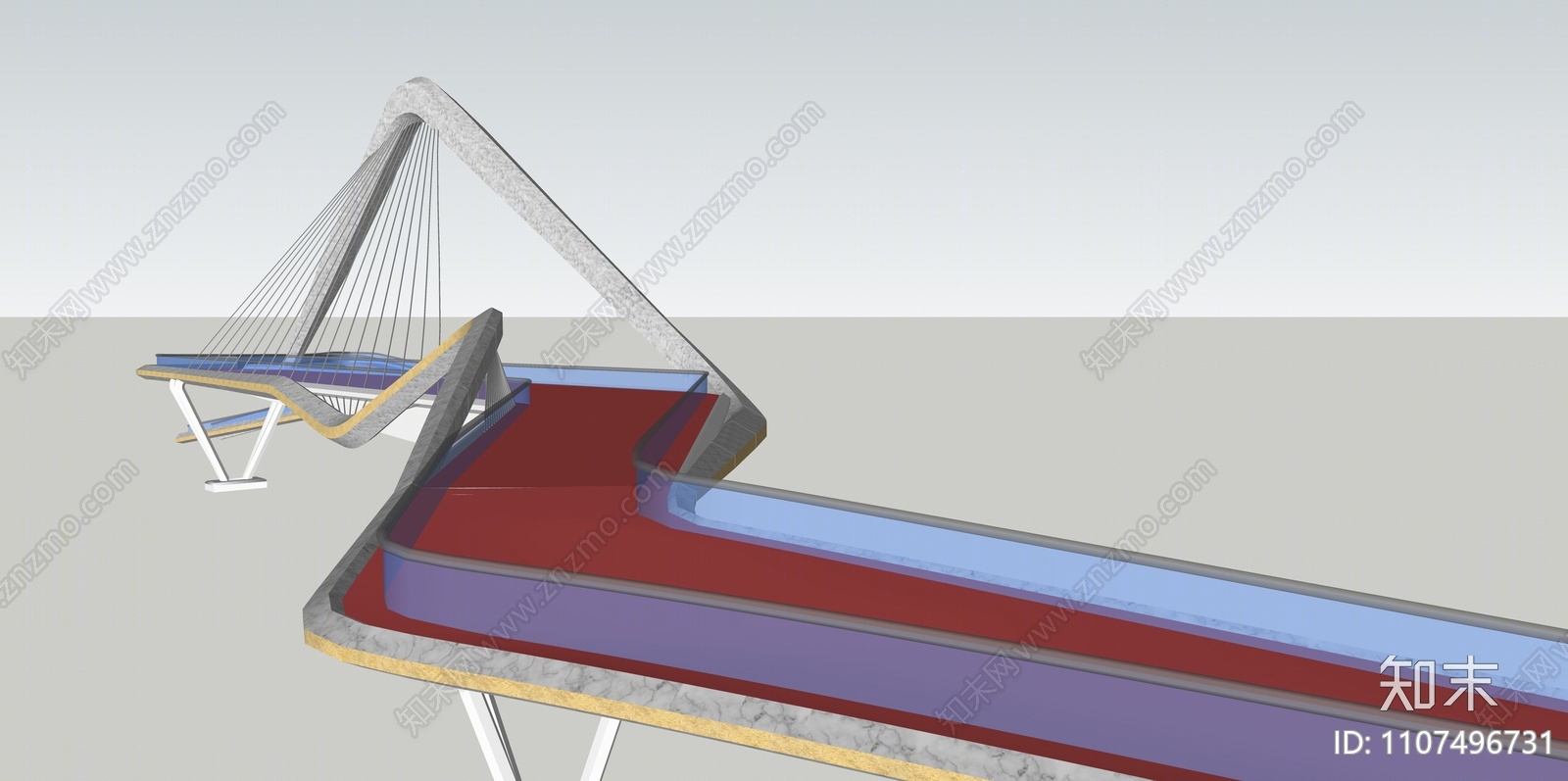 现代景观桥SU模型下载【ID:1107496731】