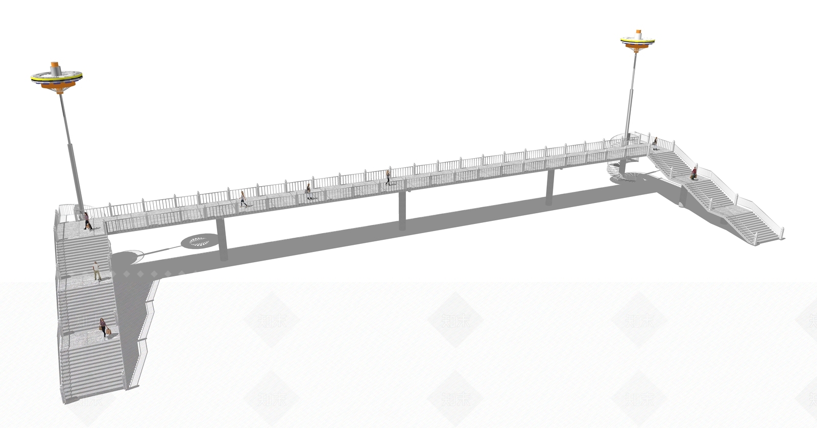 现代人行过街天桥SU模型下载【ID:1107497012】