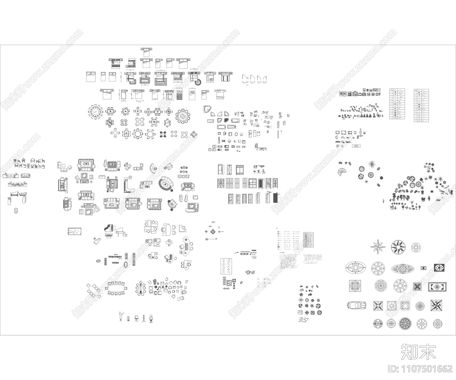 家装平面图块施工图下载【ID:1107501662】