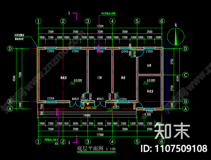 大兴居卫生室建筑图设计cad施工图下载【ID:1107509108】