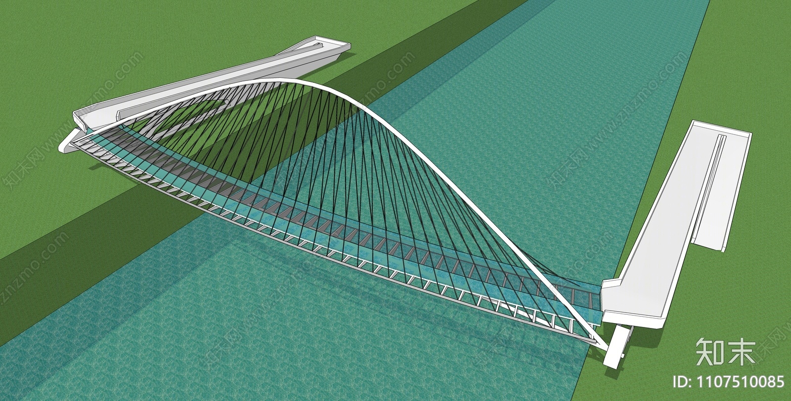 现代景观桥SU模型下载【ID:1107510085】