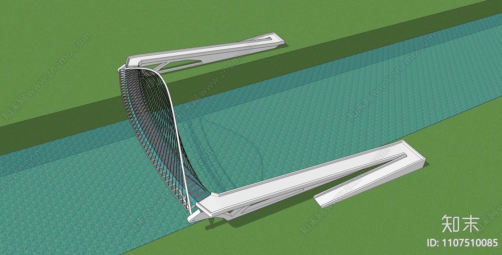 现代景观桥SU模型下载【ID:1107510085】