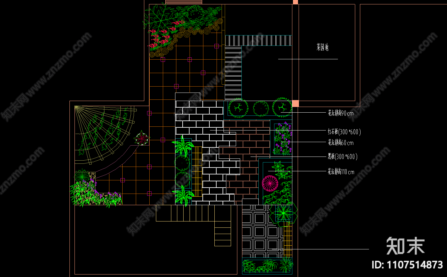 花园平面图cad施工图下载【ID:1107514873】