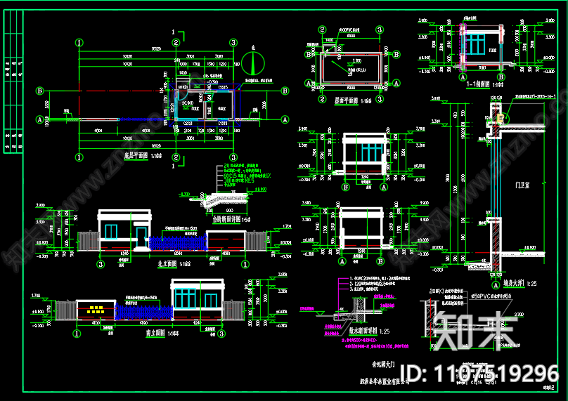 泗洪县邮政银行大门建筑图设计施工图下载【ID:1107519296】