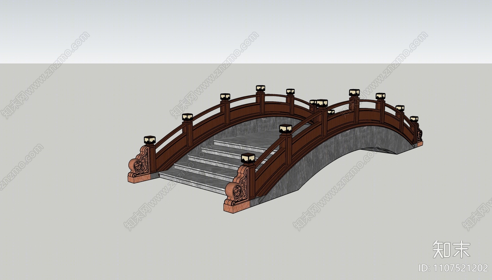 中式景观桥SU模型下载【ID:1107521202】