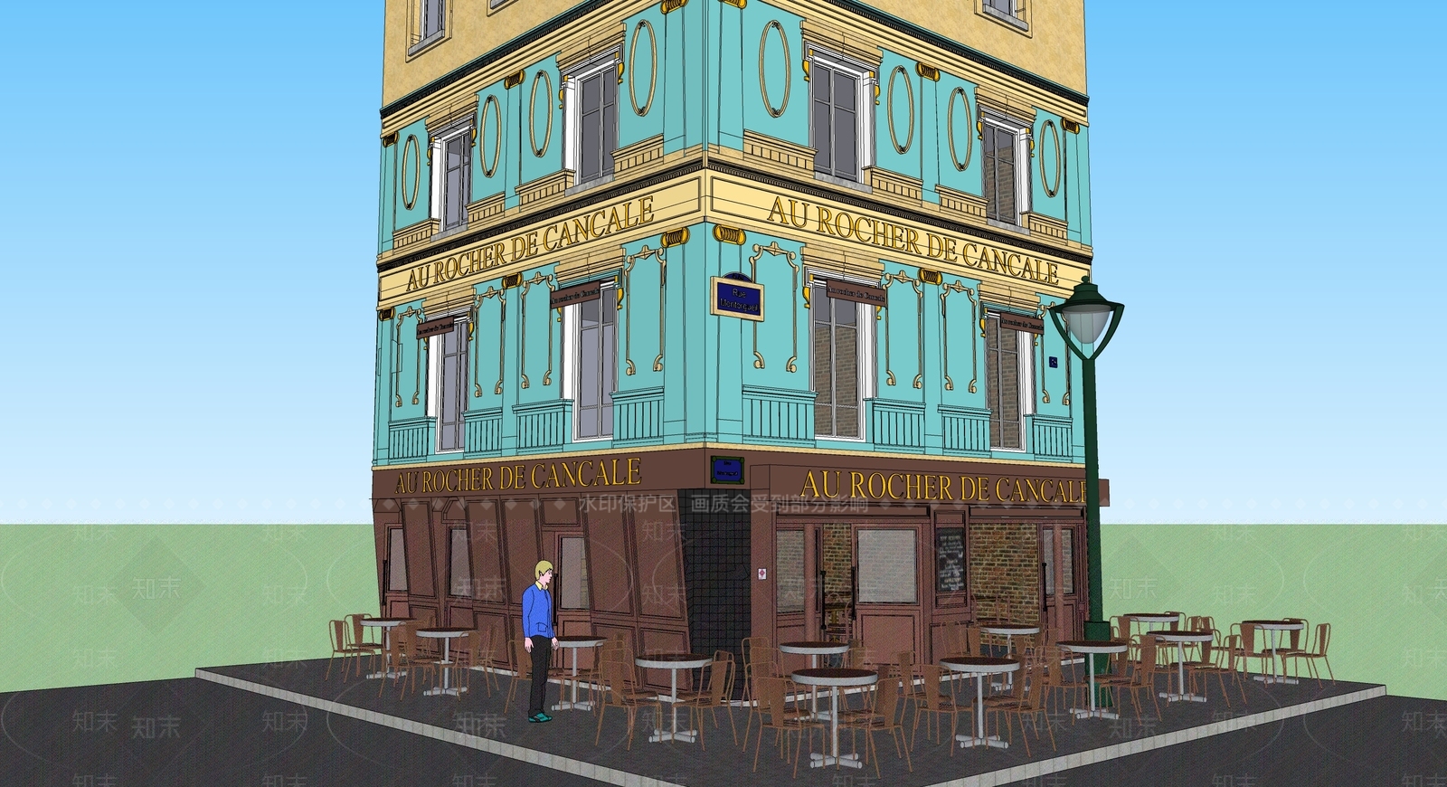 欧式咖啡厅SU模型下载【ID:1107521989】