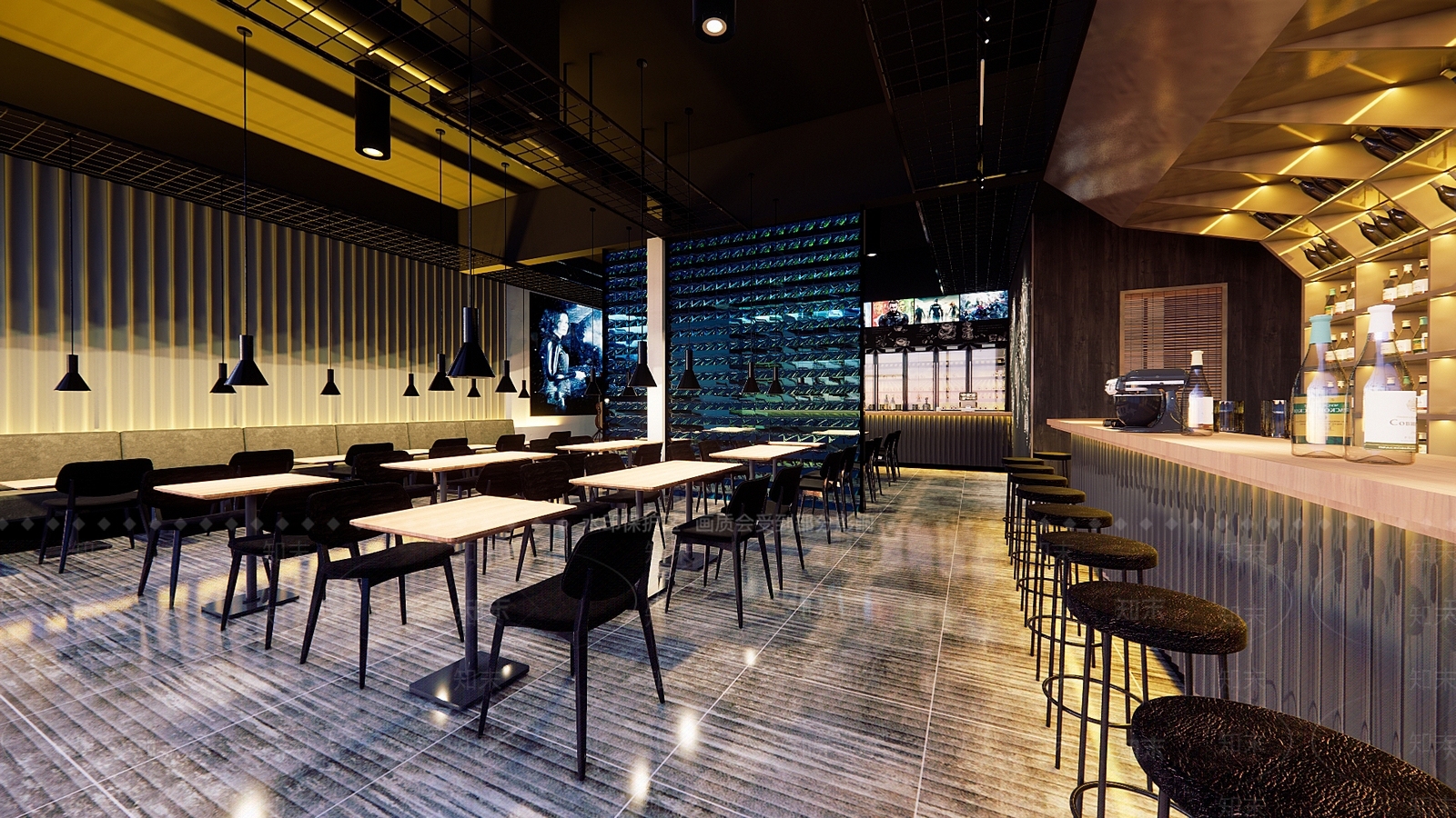 工业风西餐厅SU模型下载【ID:1107783203】