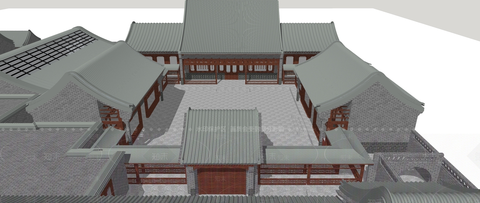 中式四合院SU模型下载【ID:1107532068】