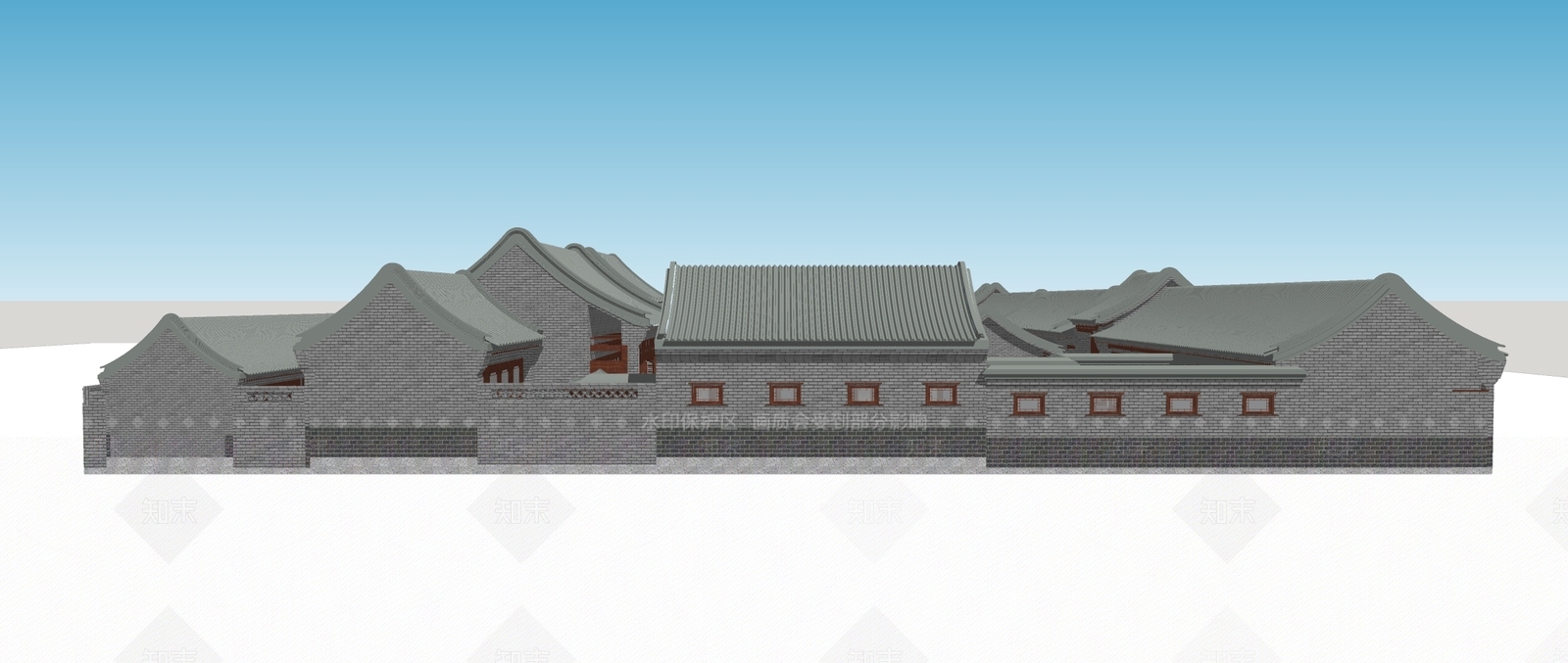 中式四合院SU模型下载【ID:1107532068】