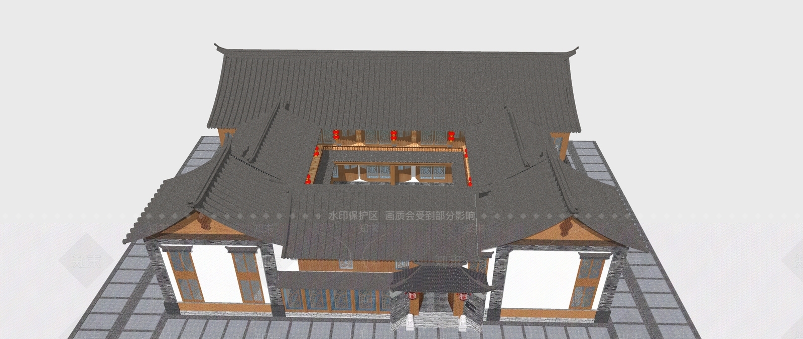 中式四合院SU模型下载【ID:1107532125】