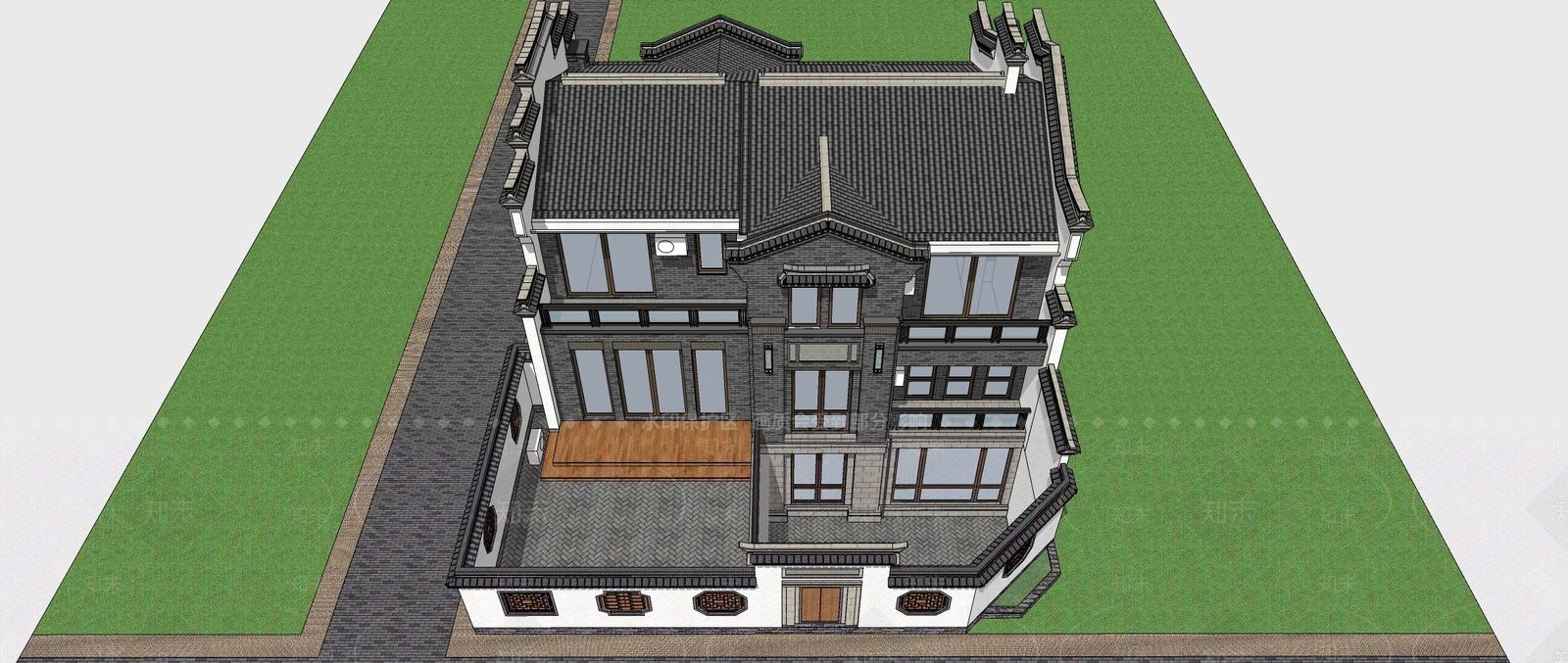 中式四合院SU模型下载【ID:1107532223】