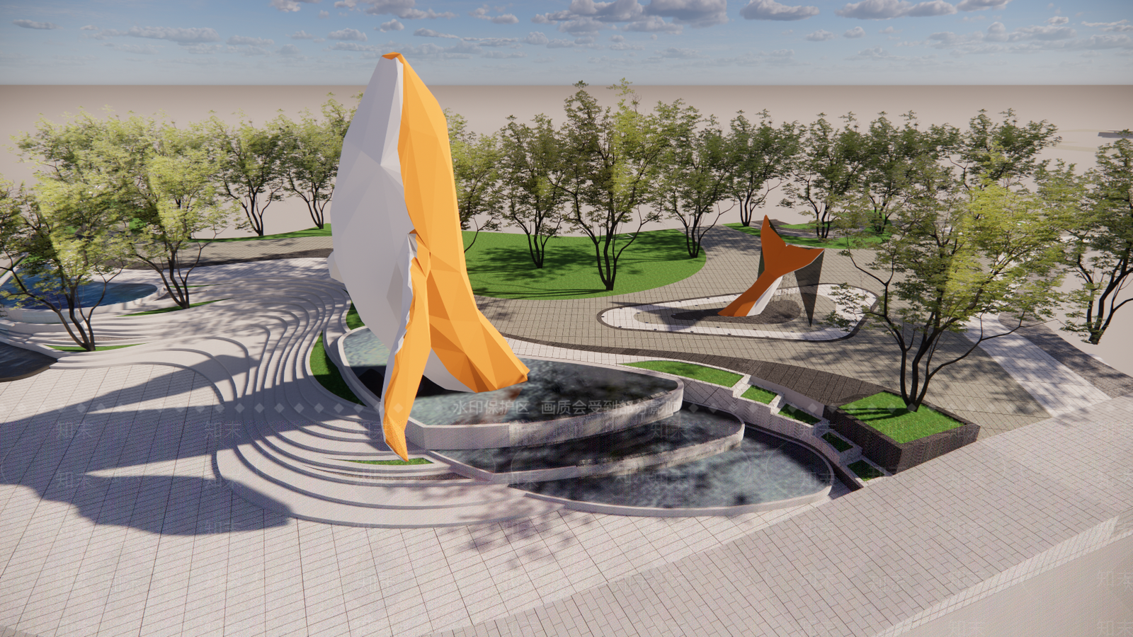 现代公园入口鲸鱼雕塑小品SU模型下载【ID:1107540181】