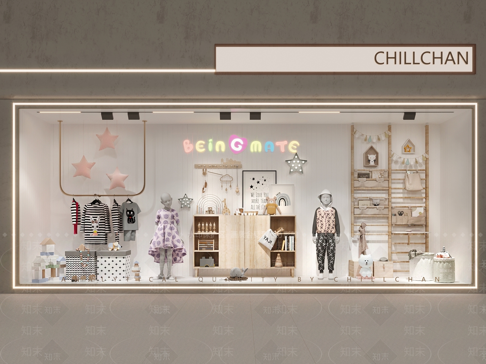 现代服装箱包店橱窗SU模型下载【ID:1107546807】