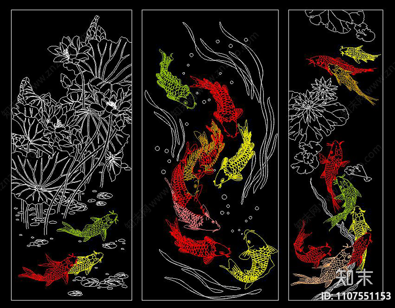 五牛图九鱼图施工图下载【ID:1107551153】
