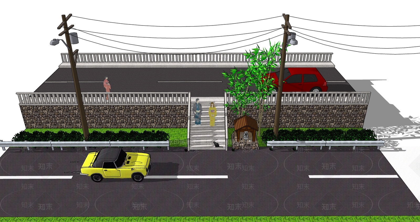 日式道路SU模型下载【ID:1107551320】