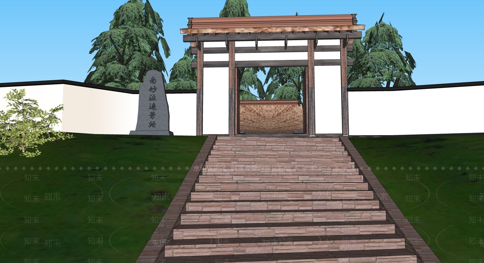 中式寺庙建筑SU模型下载【ID:1107551333】