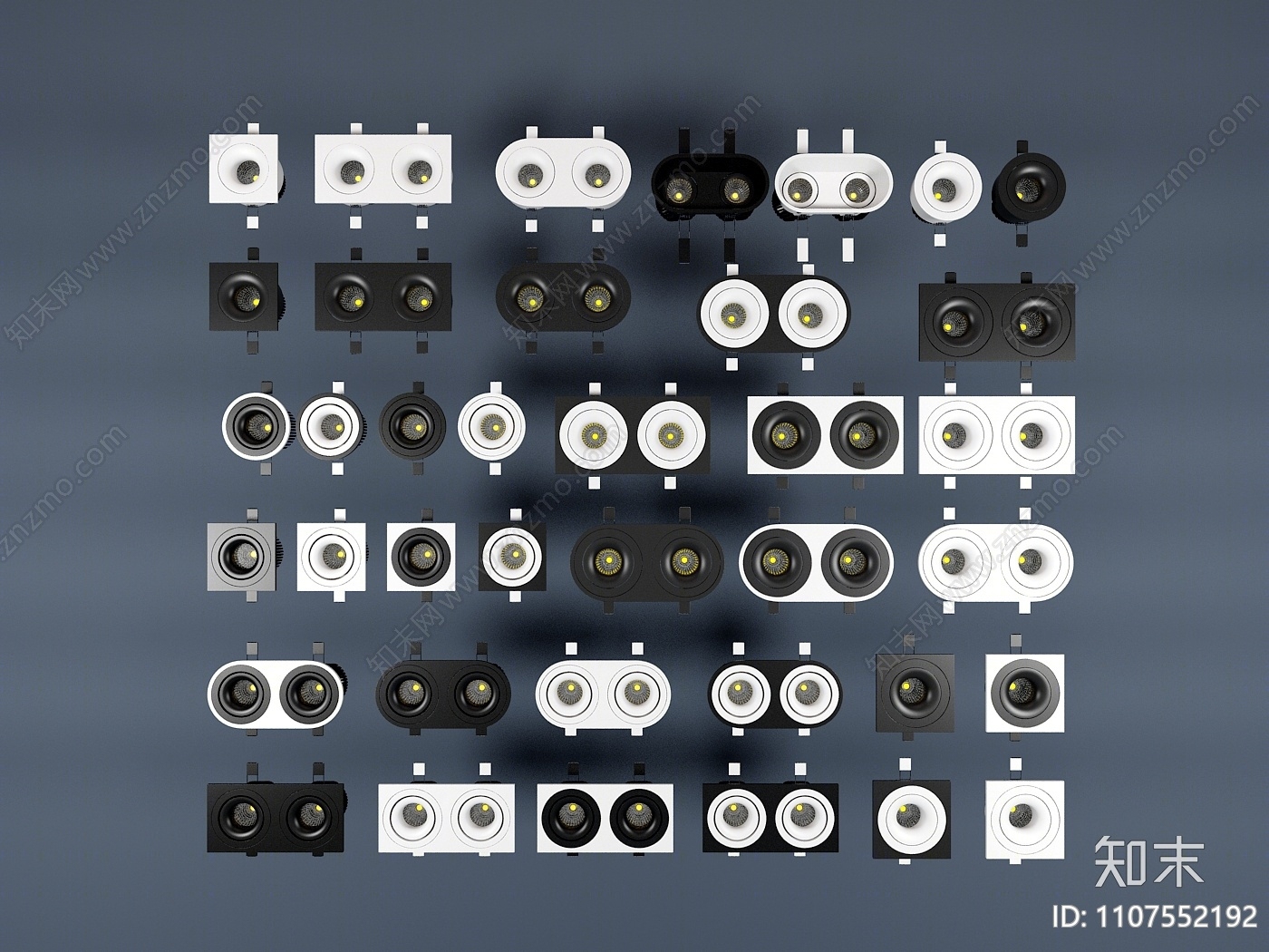 现代筒灯射灯3D模型下载【ID:1107552192】