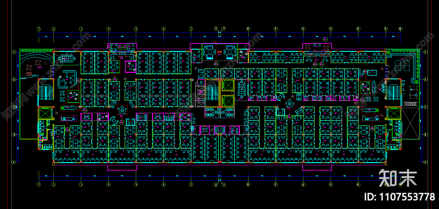 办公室施工图cad施工图下载【ID:1107553778】