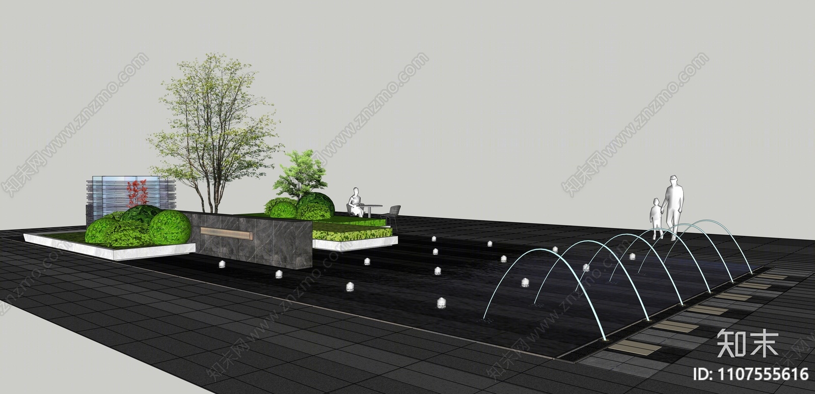 现代商业广场景观SU模型下载【ID:1107555616】