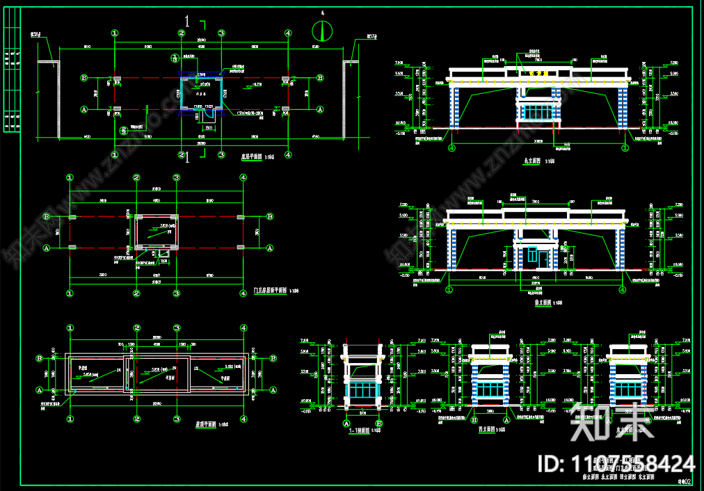 悦龙城北大门建筑图设计施工图下载【ID:1107558424】