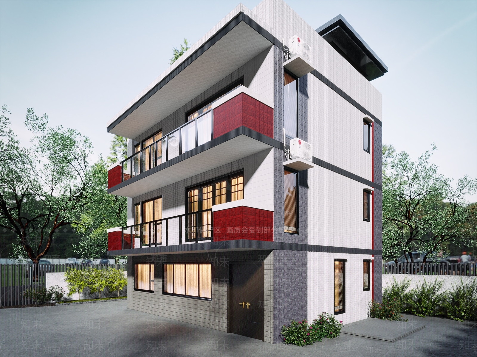 现代多层住宅外观3D模型下载【ID:1107562031】